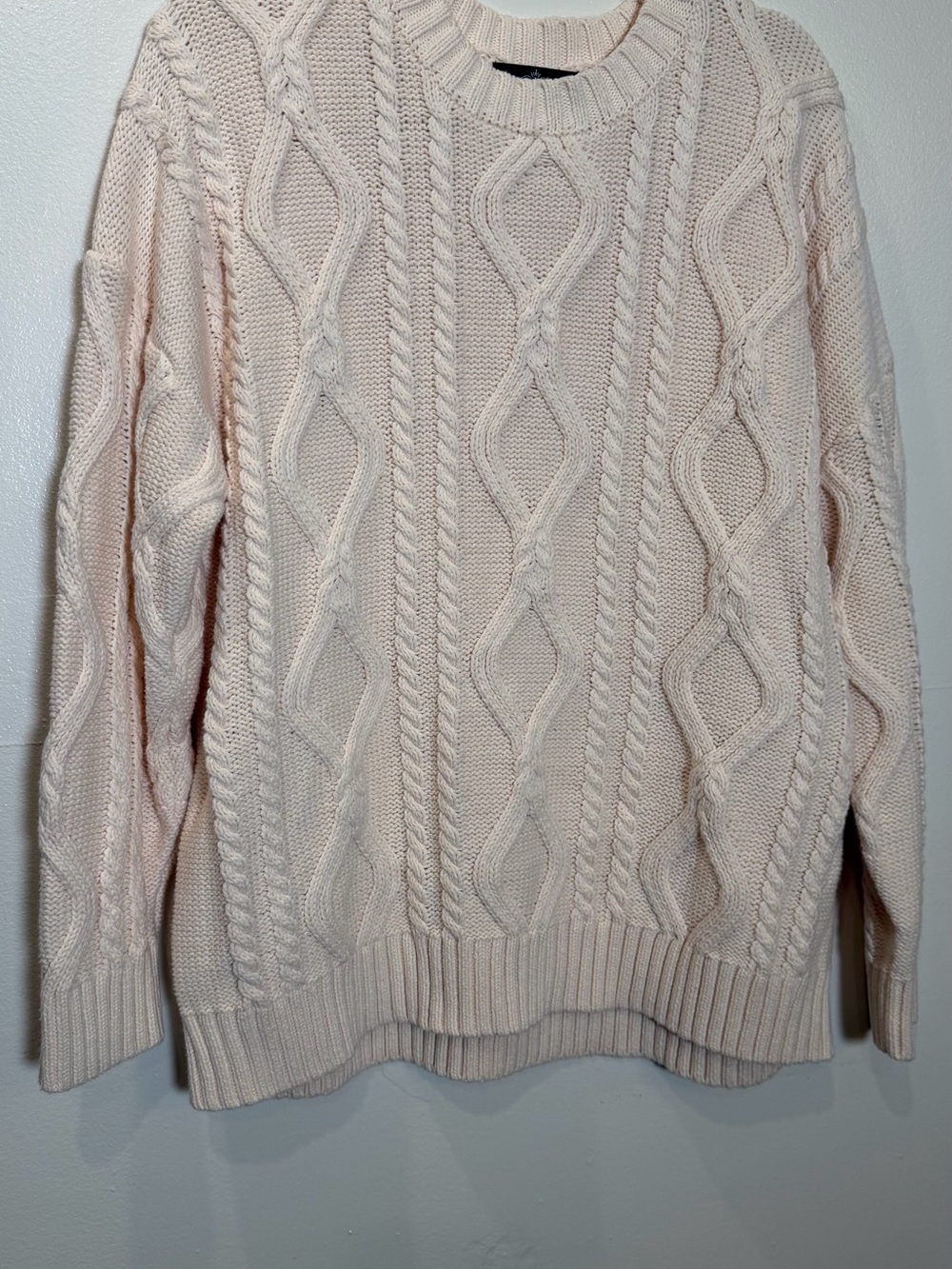 Women's Cable Knit Crewneck Sweater in Cream